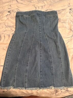 Forever 21 Light Blue Denim Strapless Mini Dress-perfect with cowboy boots!